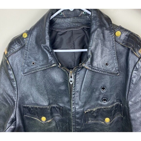 Vintage 70s Harley Davidson NY Police Department Leather Jacket Large Heavy - Picture 4 of 15